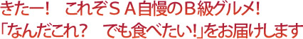 きたー! これぞSA自慢のB級グルメ!「なんだこれ? でも食べたい!」をお届けします